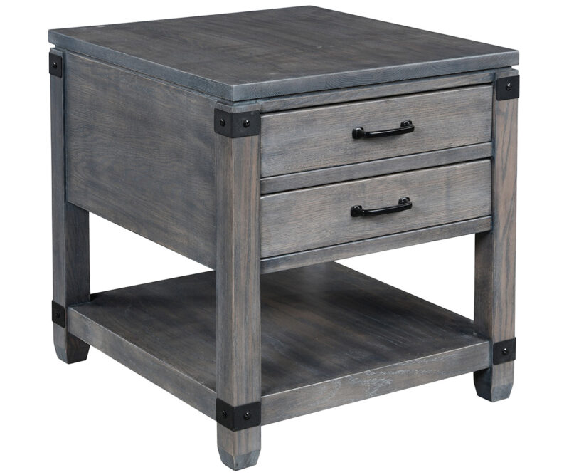 Antigo End Table with Metal Brackets - 22"W